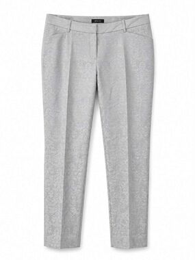 RW&CO. Light Gray Jacquard Damask Cropped Slim Fit Dress Pants – Size 14 GUC